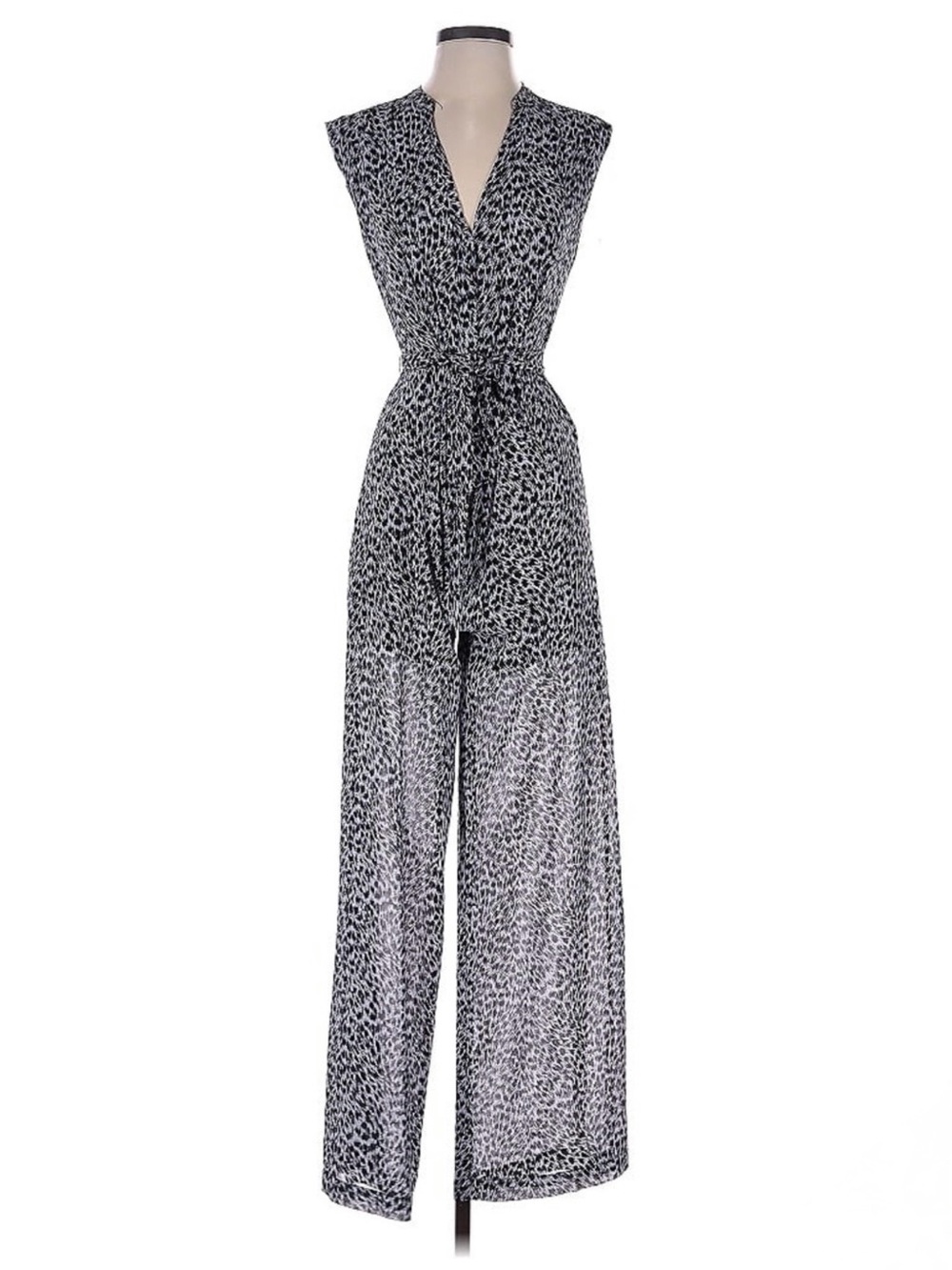Michael by Michael Kors Sleeveless Leopard Print Jumpsuit with Tie Waist